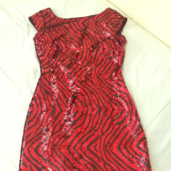 red black sequin dress
